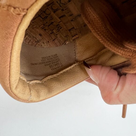 Lucky Brand Tan Perforated Leather Round Toe Sneakers - Picture 13 of 14